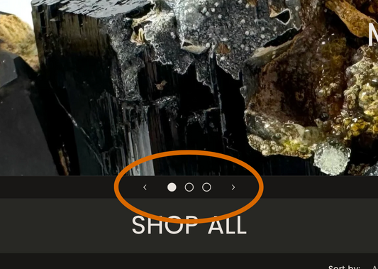 Screenshot of the bottom of a slideshow, with the navigation symbols circled.