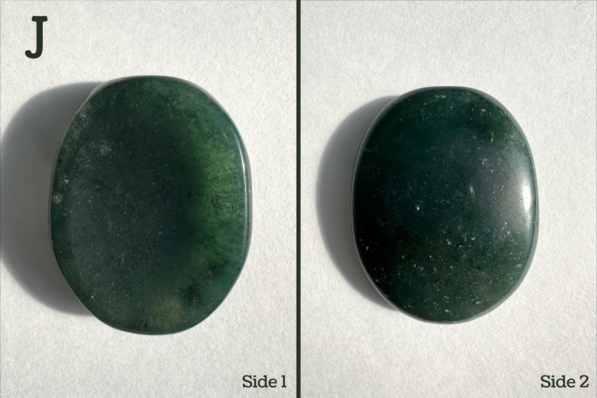 Option J, Deep green translucent piece, even color from small green spot inclusions