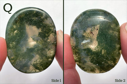 Option Q, Moss agate with green mossy inclusions in translucent milky agate