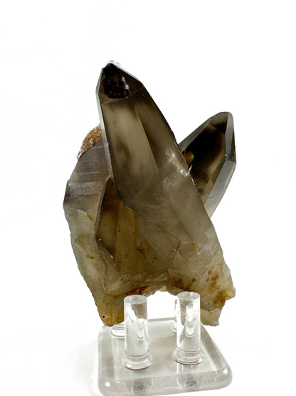 Smoky quartz trio with hyalite