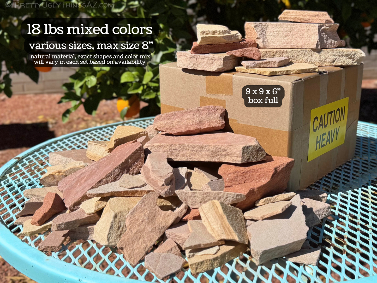 Arizona sandstone terrarium decor, bulk 18lb mixed colors