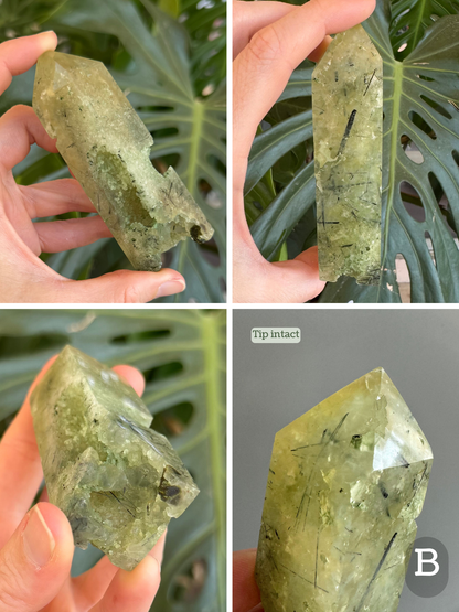 Prehnite with epidote polished tower