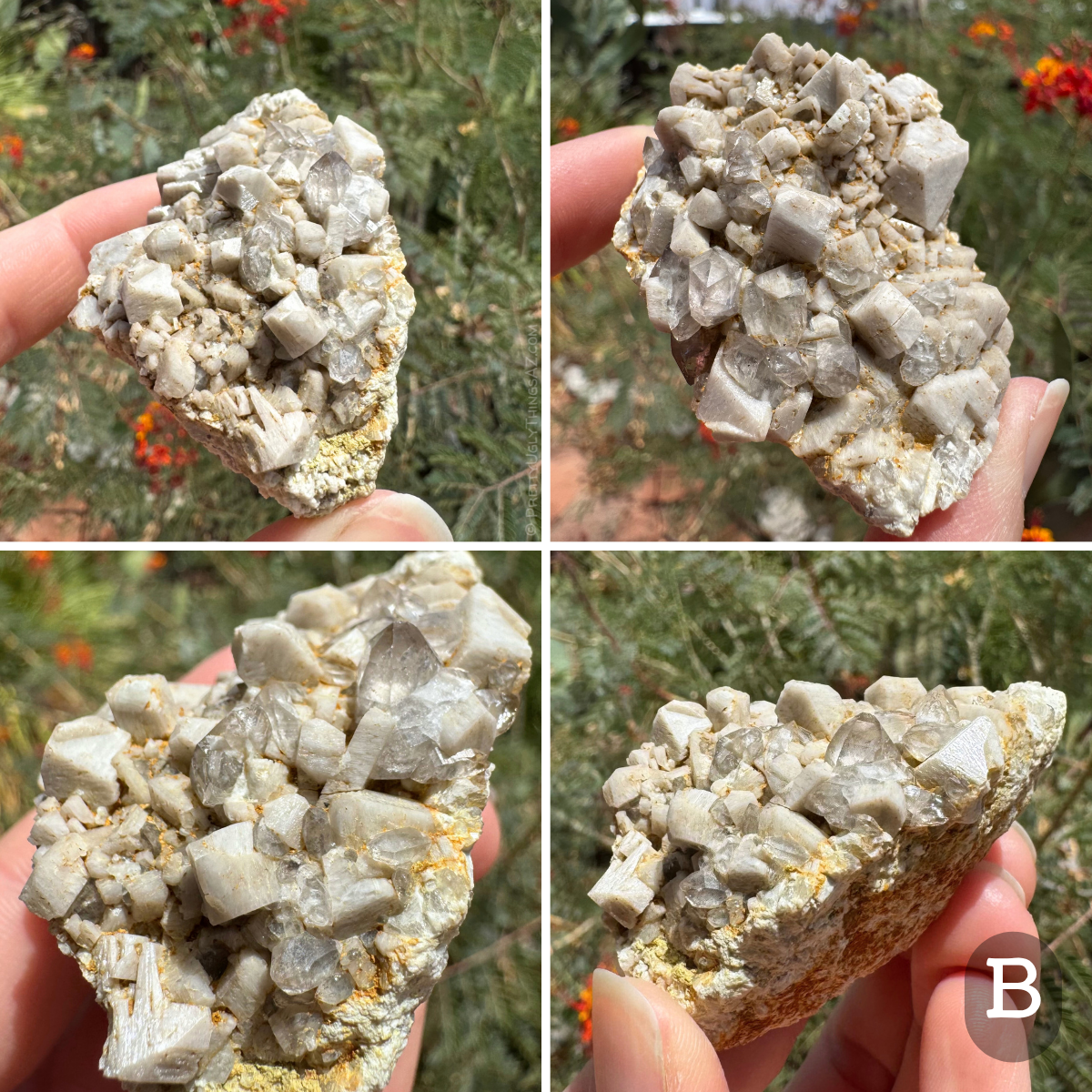 Microcline feldspar with smoky quartz