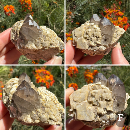 Microcline feldspar with smoky quartz