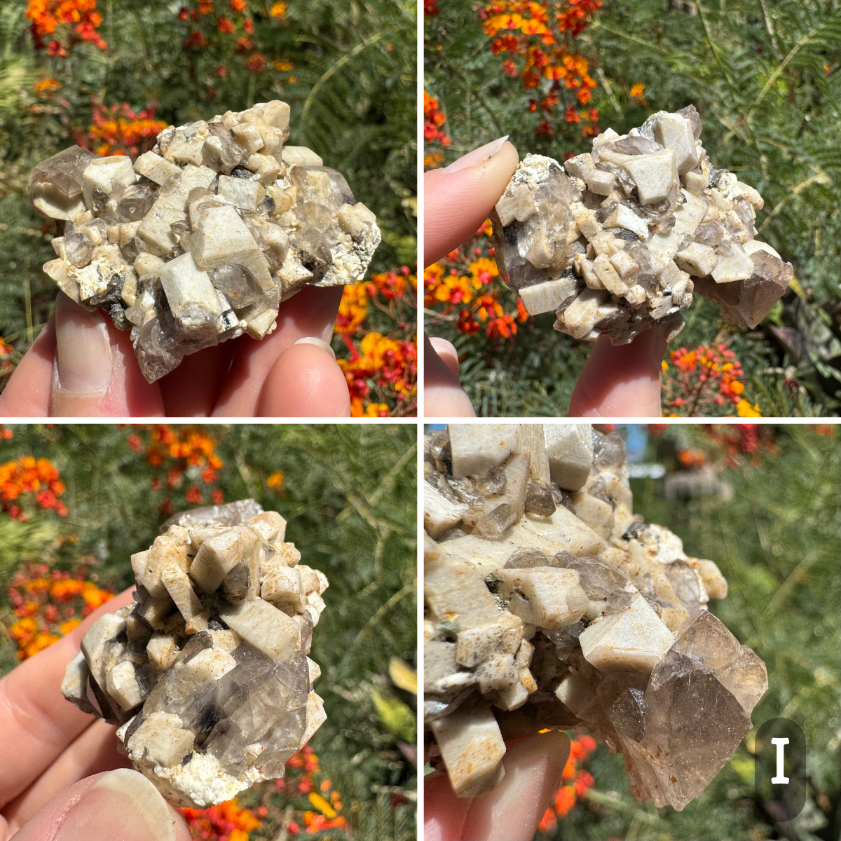 Microcline feldspar with smoky quartz