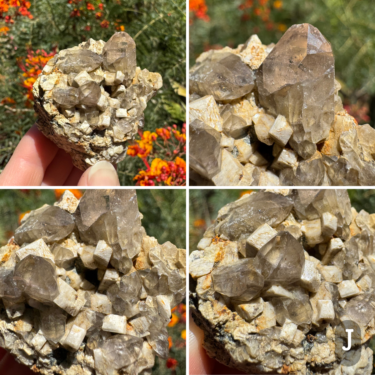 Microcline feldspar with smoky quartz