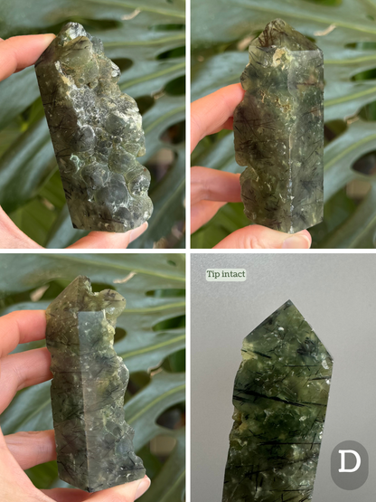 Prehnite with epidote polished tower