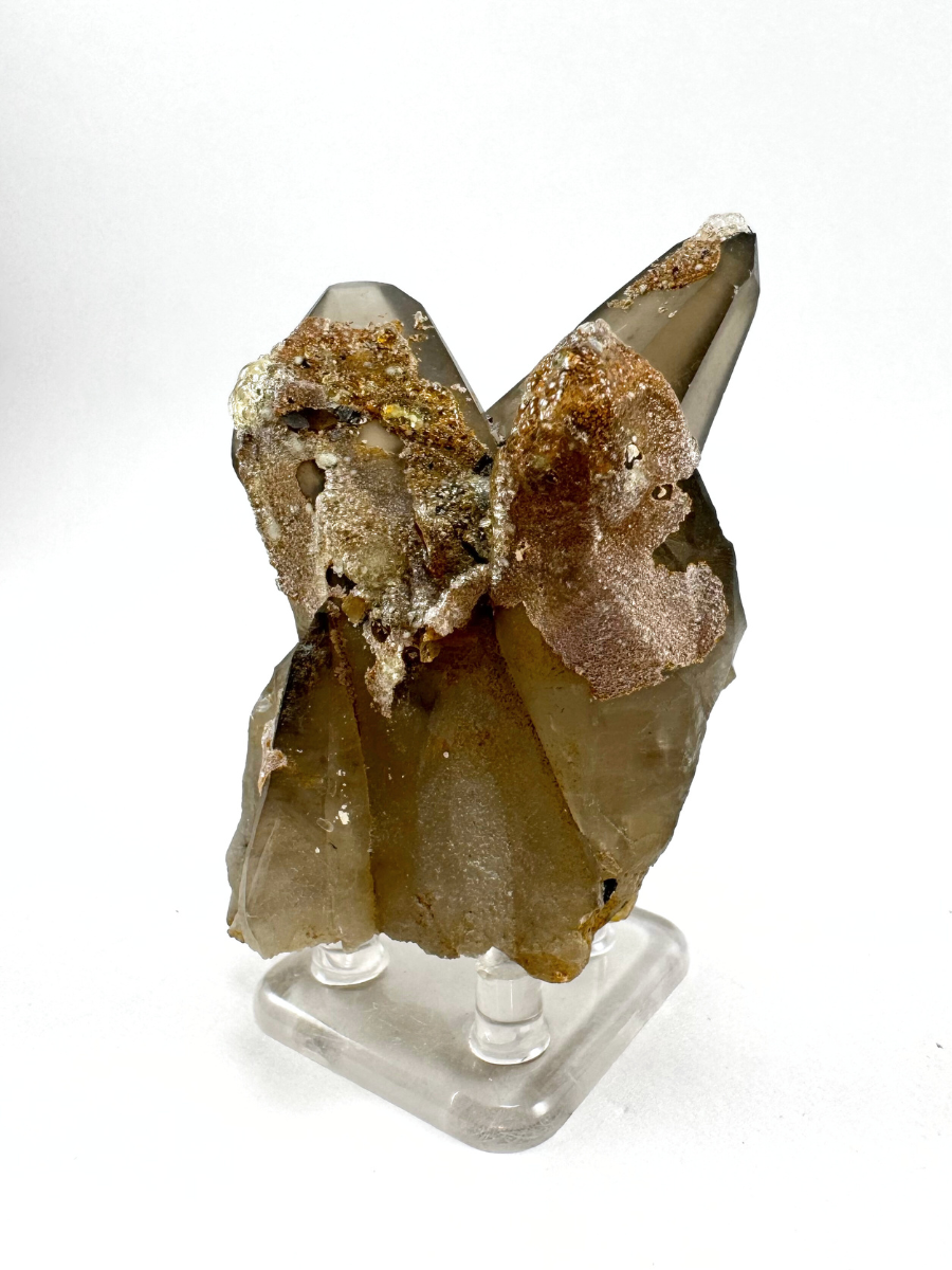 Smoky quartz trio with hyalite