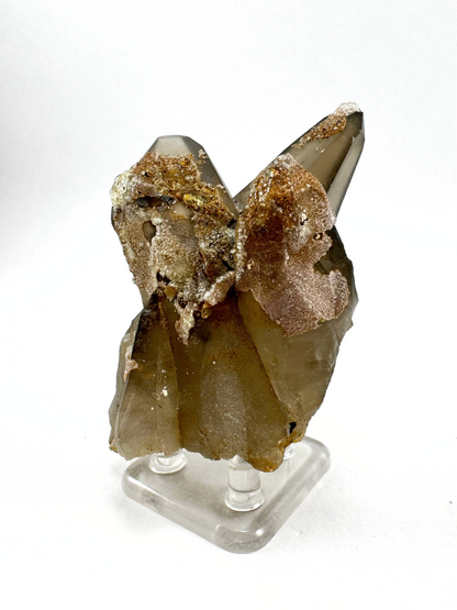 Smoky quartz trio with hyalite