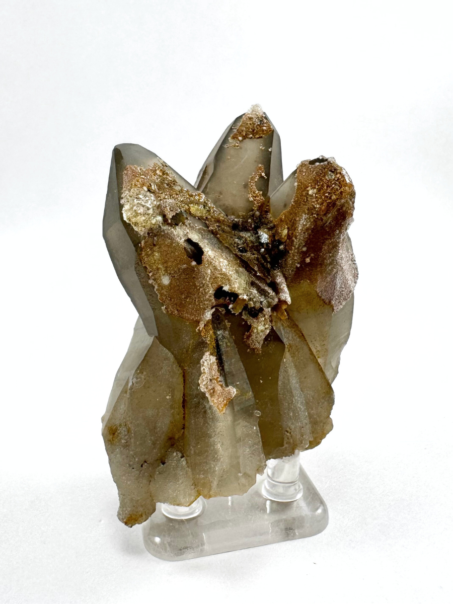 Smoky quartz trio with hyalite