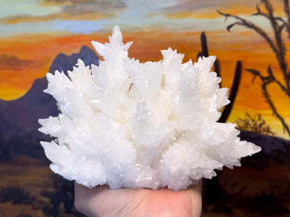 Aragonite stalactite "cave calcite," Santa Eulalia (cabinet piece)