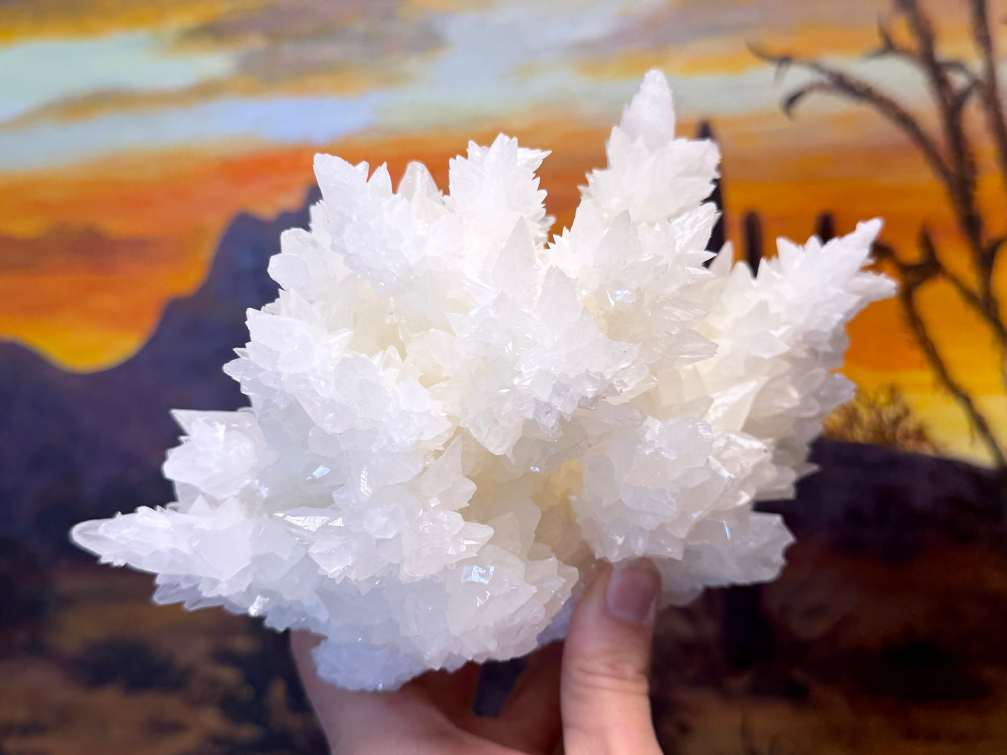 Aragonite stalactite "cave calcite," Santa Eulalia (cabinet piece)