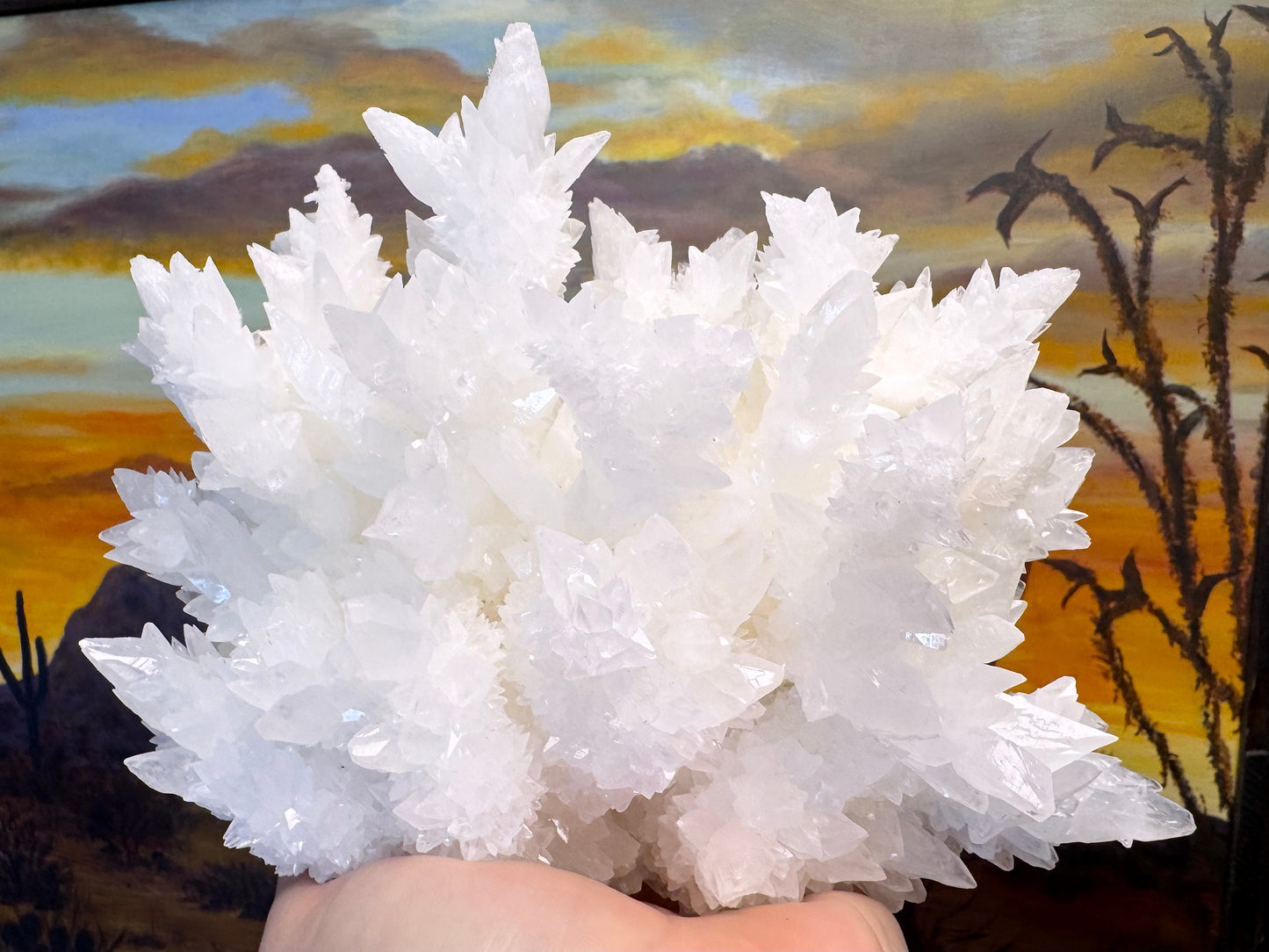 Aragonite stalactite "cave calcite," Santa Eulalia (cabinet piece)