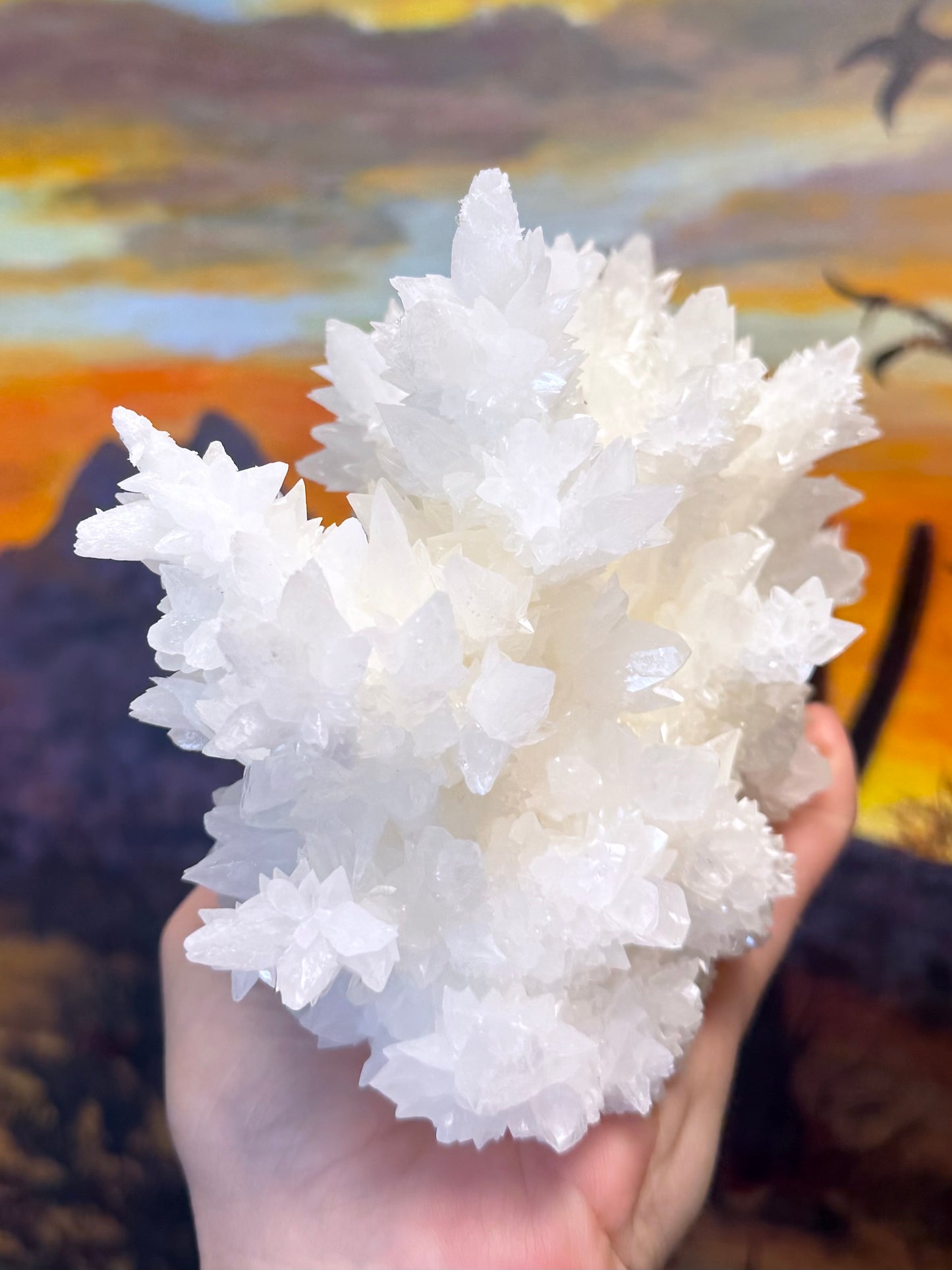 Aragonite stalactite "cave calcite," Santa Eulalia (cabinet piece)