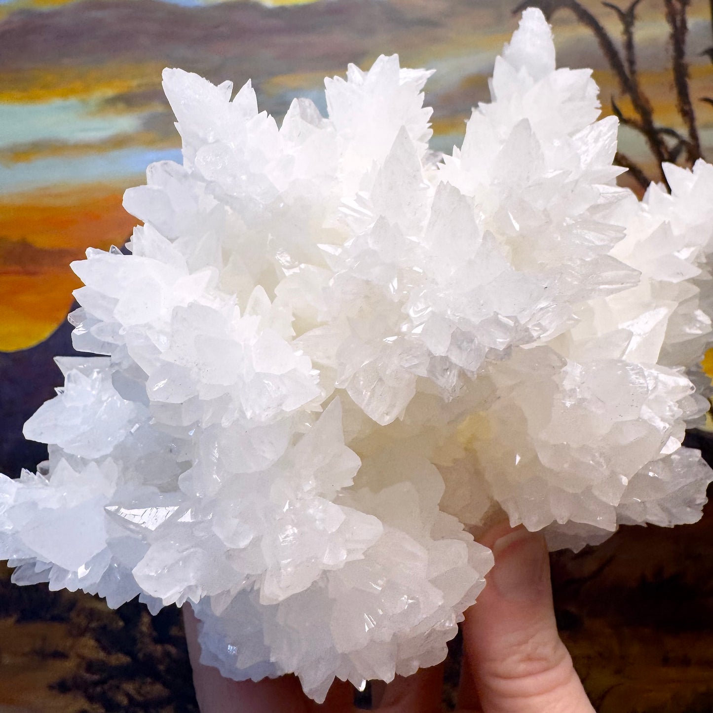 Aragonite stalactite "cave calcite," Santa Eulalia (cabinet piece)