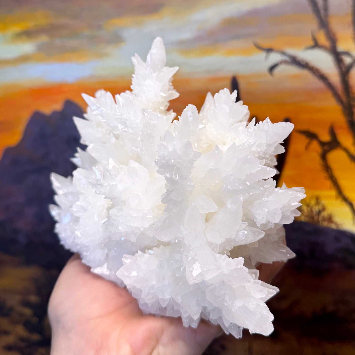 Aragonite stalactite "cave calcite," Santa Eulalia (cabinet piece)