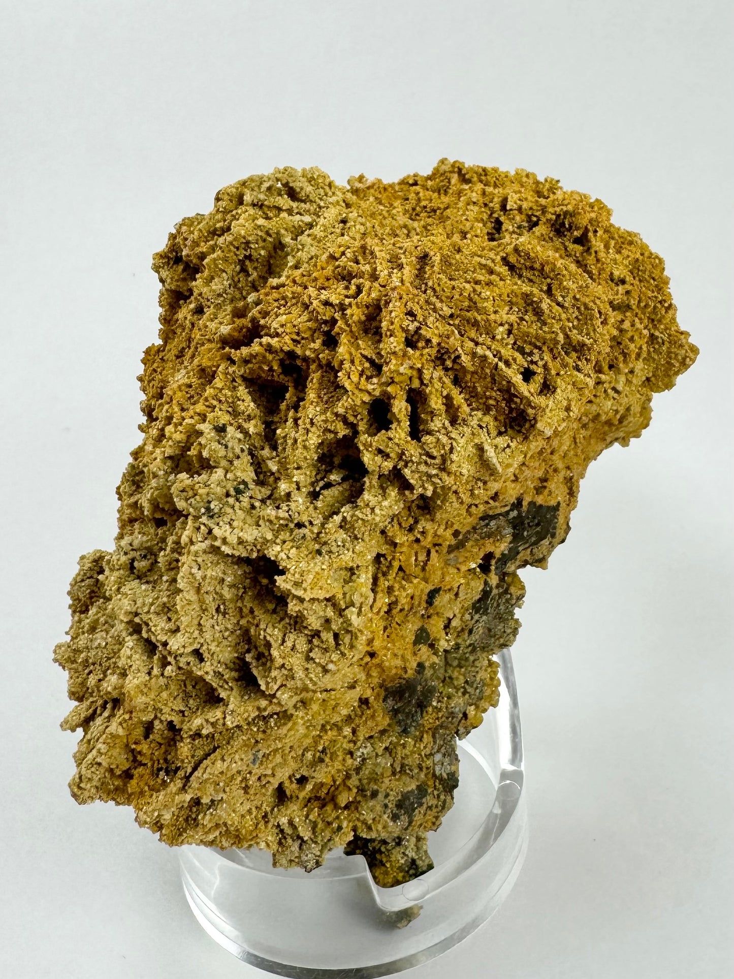 Another view of the textured blade-like siderite growth, rough as if composed of small crystals.