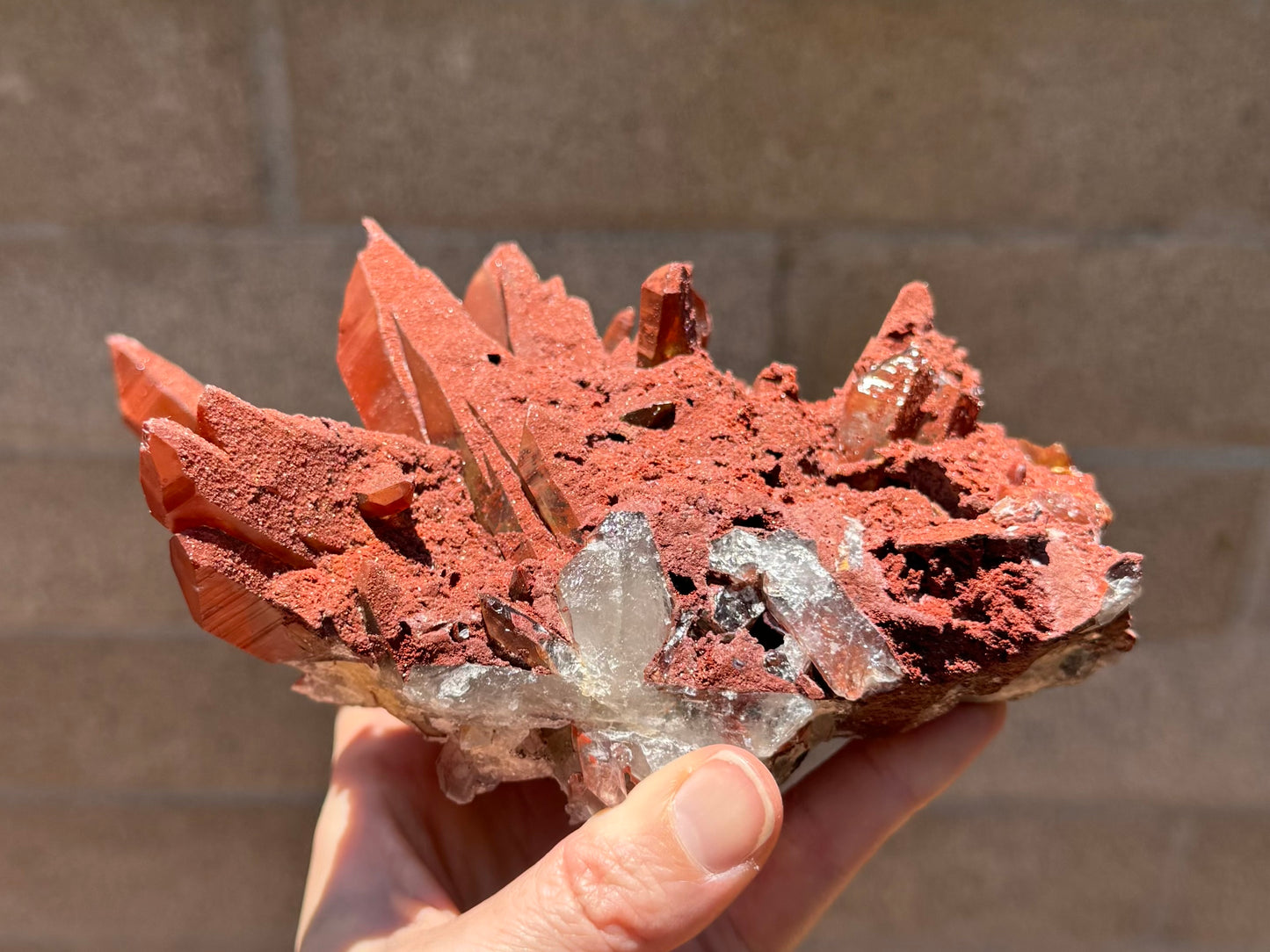 Large red quartz cluster