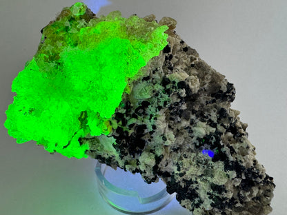 Black tourmaline in albite matrix with hyalite and minor fluorite