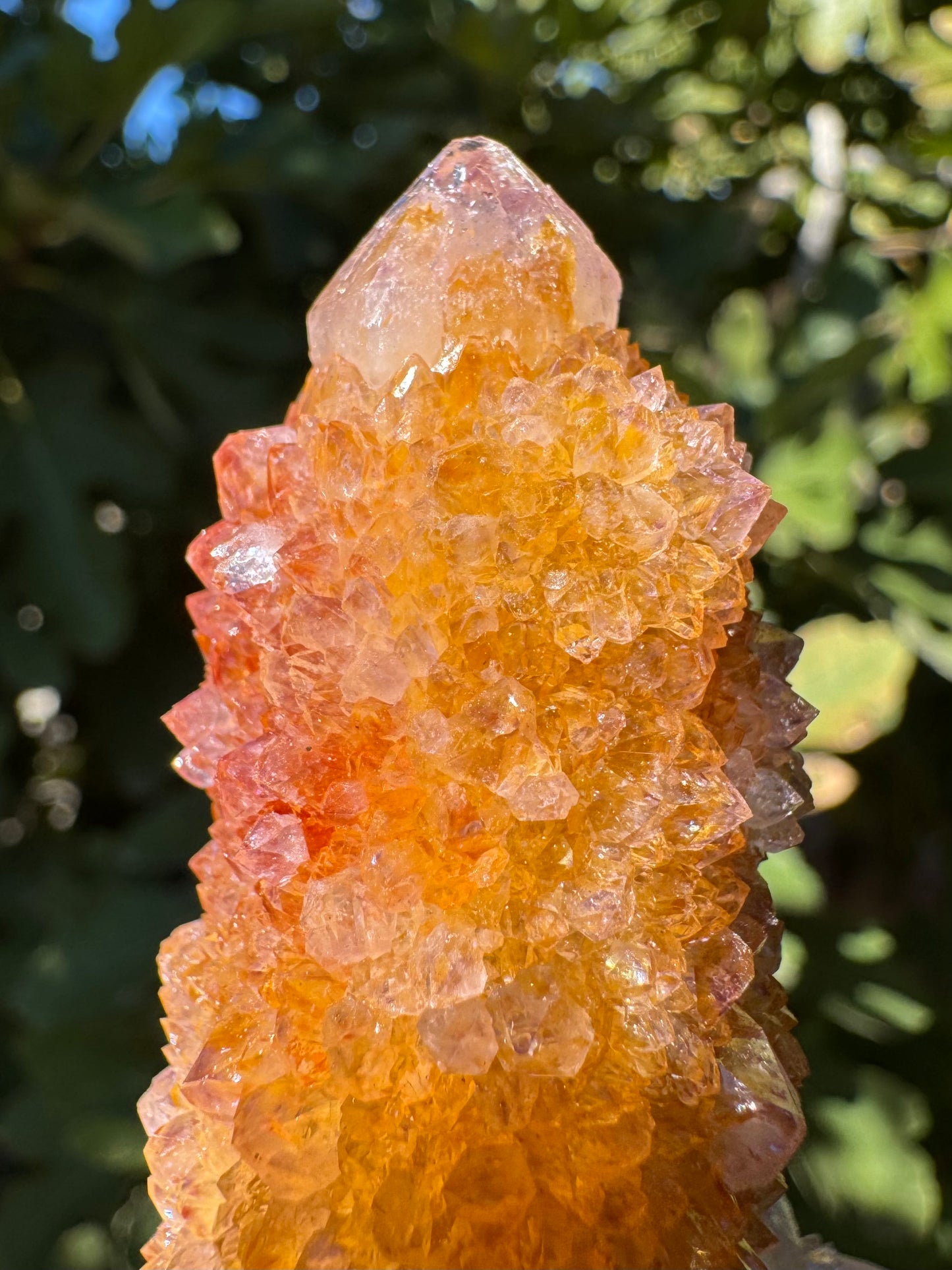 Another side of the tip of the point, with thick golden quartz