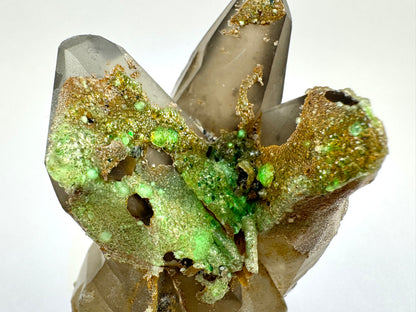 Smoky quartz trio with hyalite