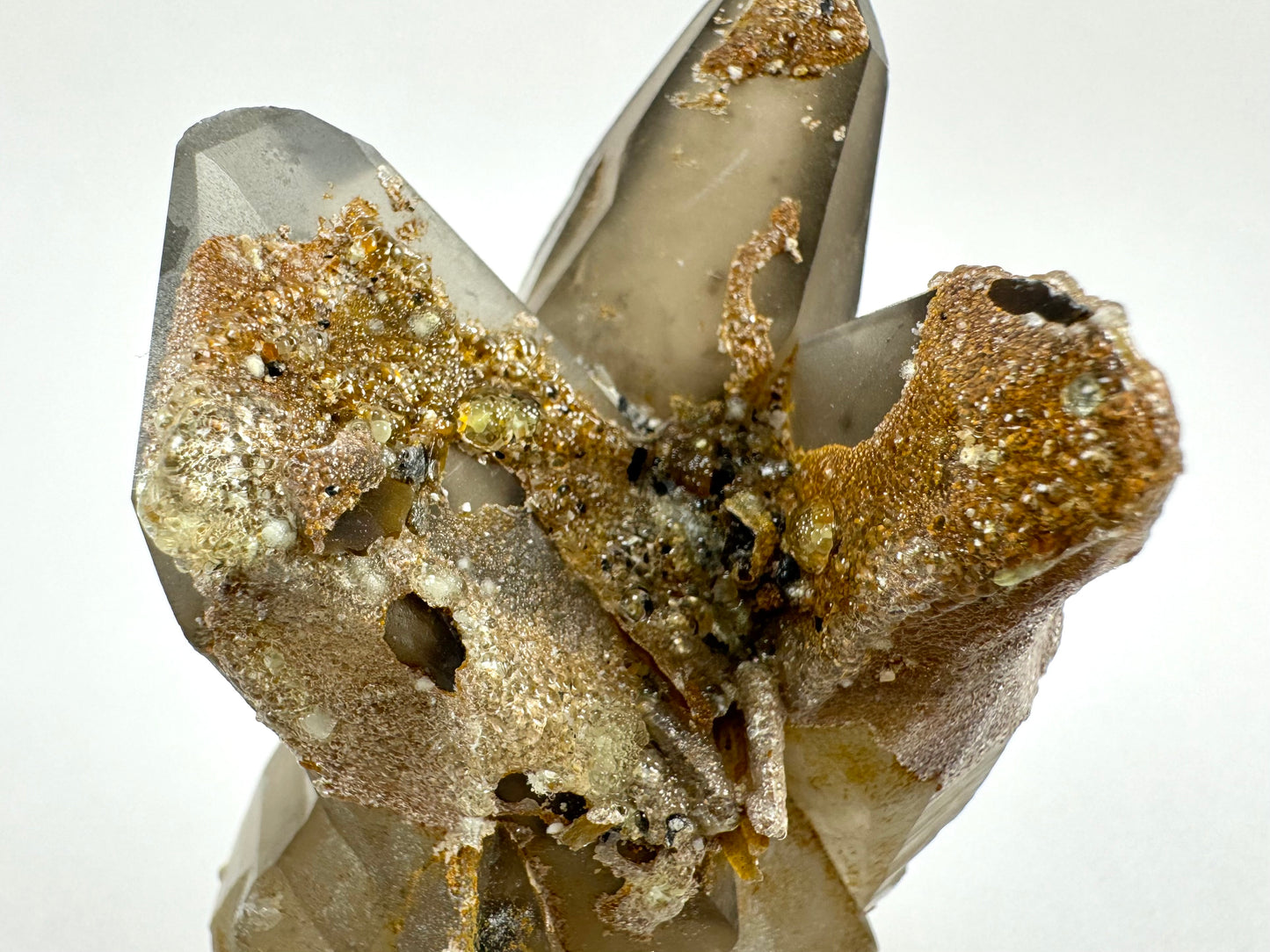 Smoky quartz trio with hyalite