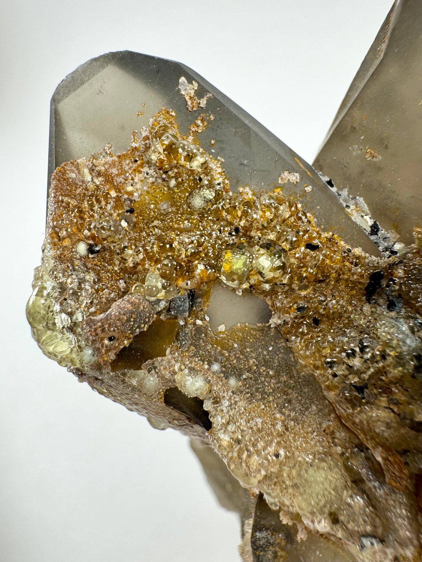 Smoky quartz trio with hyalite