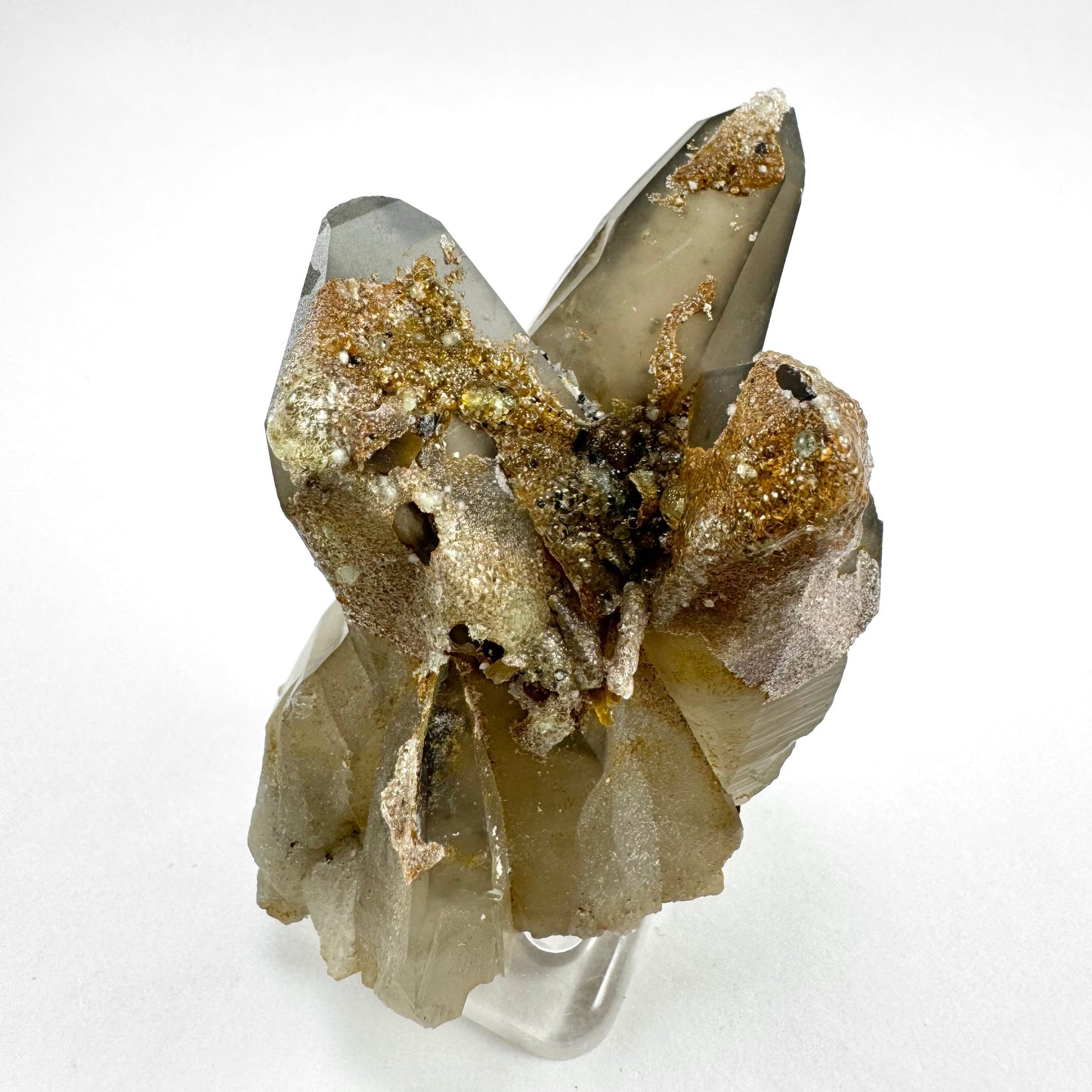 Smoky quartz trio with hyalite